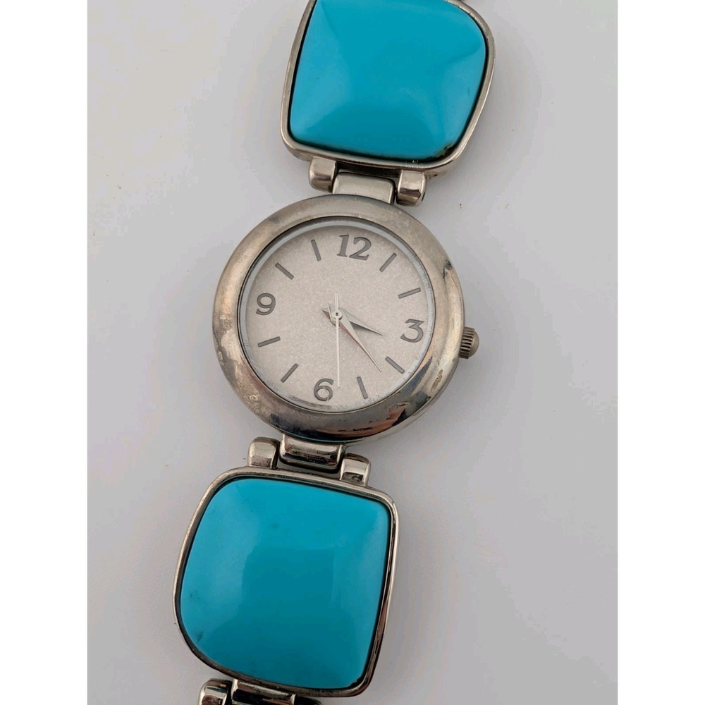 Women's Quartz Watch 28mm Case‎ Blue Stones 7.75" Band- New Battery